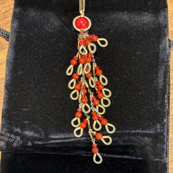 Miguel Ases Red Coral Color Pendant and Matching Earrings - Set - Picture 11 of 16